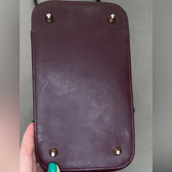 Dark burgundy red leather crossbody purse handbag - Picture 8 of 17